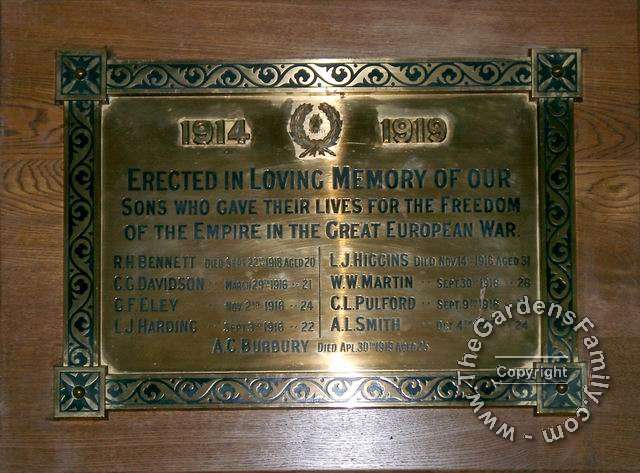 Honour Roll, St John Church